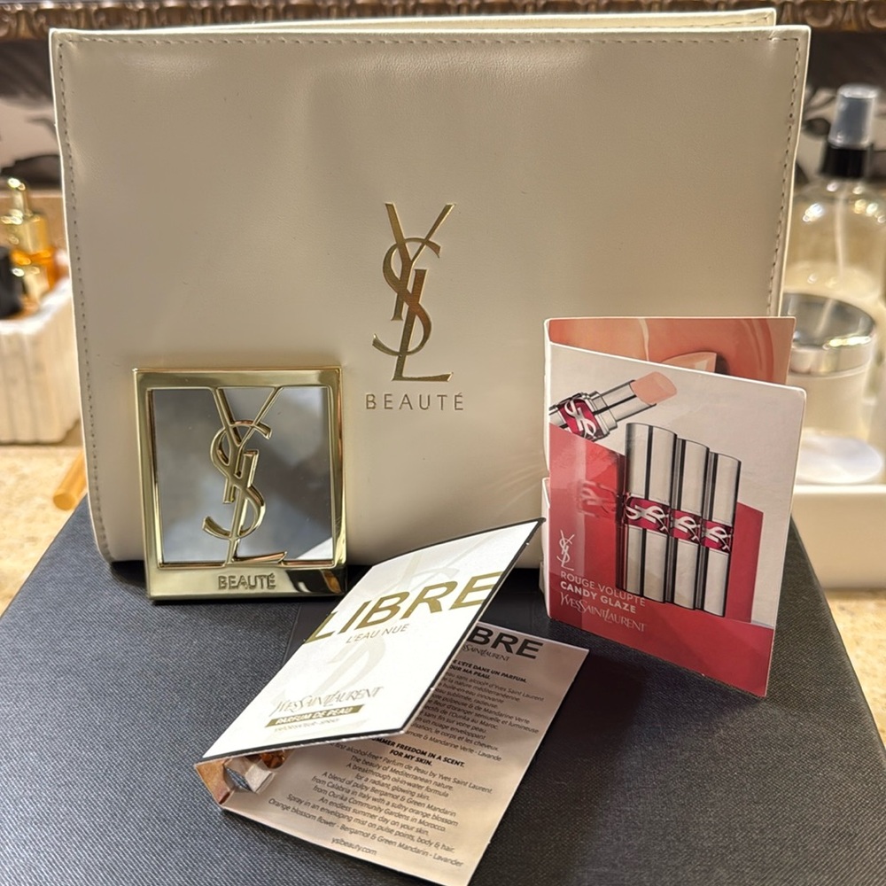 Saint Laurent YSL cosmetic pouch/Mirror/Libre parfum/De peau mini candy glaze